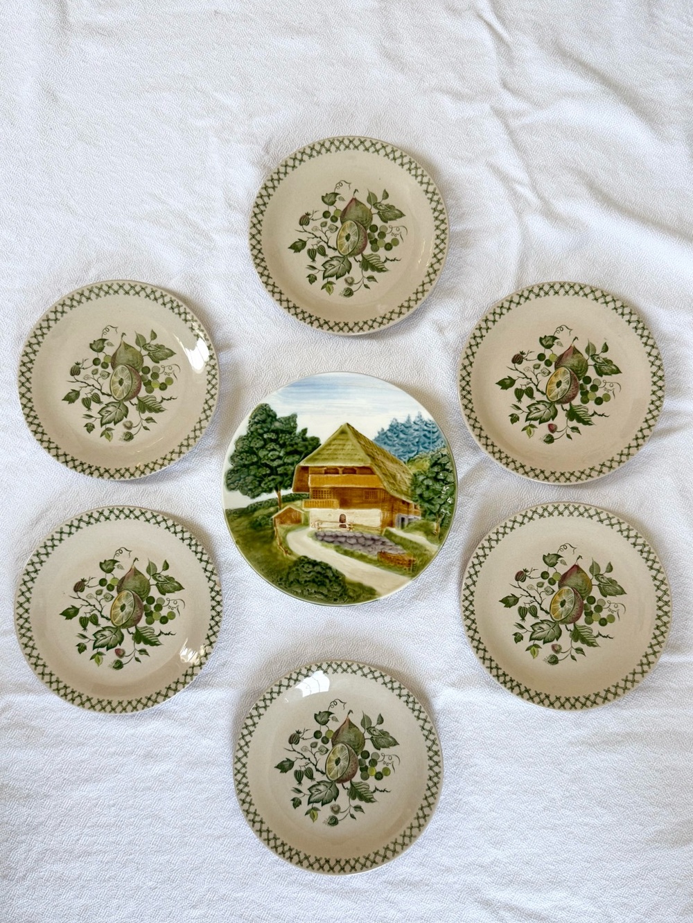 Set of 6 Johnson Bros Staffordshire Old Granite Arbor Pattern Made in England
